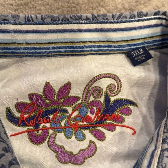 robert graham long sleeve shirt 3XLB flower print all over in EUC flip cuffs - Picture 3 of 12